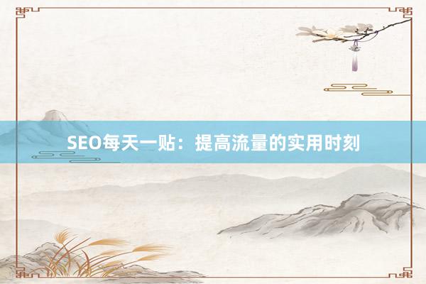 SEO每天一贴：提高流量的实用时刻